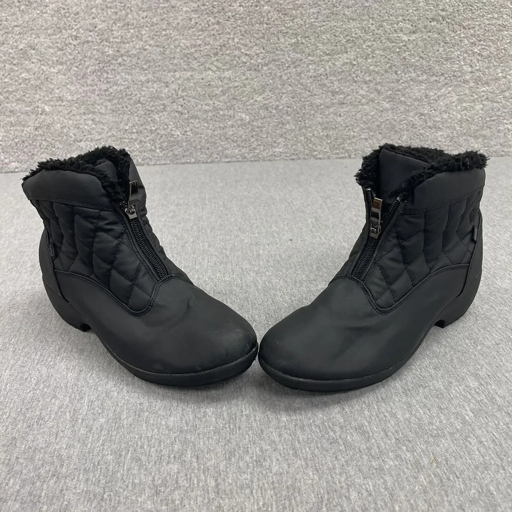 Sporto Womens Fleece Fur Lined Quilted‎ Winter Ankle Boots Sz 10M Black Zelda
